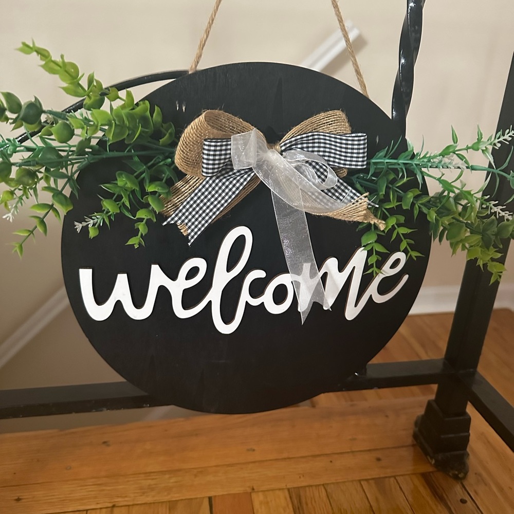 Hanging plaque for front door or porch